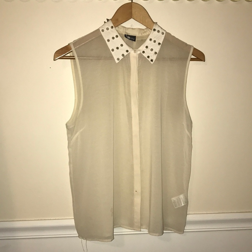 Cream spiked collar tank